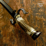 IMPACT CUSTOM DAMASCUS STAG BOWIE KNIFE