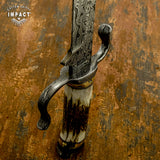 IMPACT CUSTOM DAMASCUS STAG BOWIE KNIFE