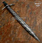 IMPACT CUTLERY RARE CUSTOM DAMASCUS MEDIEVAL SWORD DAGGER KNIFE