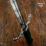 IMPACT CUTLERY RARE CUSTOM DAMASCUS MEDIEVAL SWORD DAGGER KNIFE