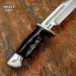 Bull Horn Handle Knife, Blood Grooved Tanto Point D2 Blade, Custom made by IMPACT CUTLERY UK, UK Knife store, UK Knife seller, UK Knife shop