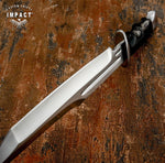 IMPACT CUTLERY CUSTOM D2 FULLER BOWIE KNIFE BULL HORN HANDLE