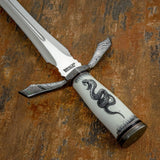 The serpent engraving, a timeless symbol of wisdom, vigilance, and rebirth, reinforces the blade’s ceremonial character and gives the piece its distinctive identity.
