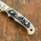 Bear and Eagle Scrimshaw Engraving, UK Knife dealer