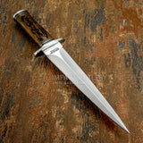 Built around a powerful double-edge dagger blade forged from D2 tool steel, this knife reflects both strength and elegance
