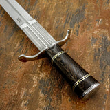 The handle is crafted from dark Wenge wood, known for its rich brown tone and distinctive linear grain patterns.