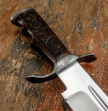 Wooden Handle, Detailed Deep Engraving of dragon artwork