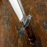 Hand forged damascus guard view