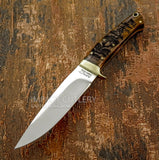 UK Knife seller offering Knife with wooden handle with Maritime ship engraving on a textured brown background, UK Knife store