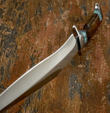 Different view of Model # 8053 – Turquoise Mesa, Gemstone And Burl handle bowie knife.