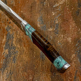 Spine view of the Model # 8067 "Taos" 1-Of-A-Kind Custom Gemstone Bowie Knife, UK Custom knife maker 
