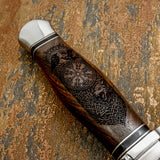 Deep engraved Norse Theme Rosewood Handle