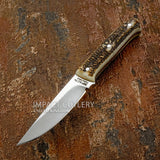 A Stag Antler Handle fixed-blade bushcraft knife with classic British and European sporting knives style