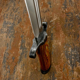 Beautiful Hand Forged Damascus Guard View of the Kingsmarch Bowie