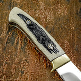 The engraving captures the reptile’s elongated body, textured scales, and distinctive ridged back with intricate linework that emphasizes its armored appearance.