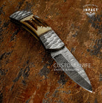 IMPACT CUTLERY CUSTOM DAMASCUS FOLDING POCKET KNIFE | LOCK BACK