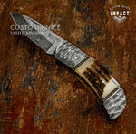 IMPACT CUTLERY CUSTOM DAMASCUS FOLDING POCKET KNIFE | LOCK BACK