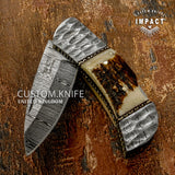 IMPACT CUTLERY CUSTOM DAMASCUS FOLDING POCKET KNIFE | LOCK BACK
