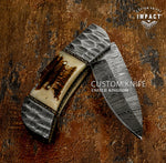 IMPACT CUTLERY CUSTOM DAMASCUS FOLDING POCKET KNIFE | LOCK BACK