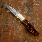 CUSTOM DAMASCUS FOLDING POCKET KNIFE HAND MADE BY IMPACT CUTLERY