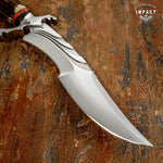 MPACT CUTLERY CUSTOM D2 TOOL STEEL BOWIE KNIFE BONE STAG HANDLE