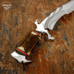 MPACT CUTLERY CUSTOM D2 TOOL STEEL BOWIE KNIFE BONE STAG HANDLE