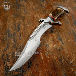 Intricate Grooved Custom Knife with deer antler handle. UK Custom Knife store, UK Knife seller, UK Knife shop