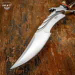 MPACT CUTLERY CUSTOM D2 TOOL STEEL BOWIE KNIFE BONE STAG HANDLE
