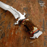 MPACT CUTLERY CUSTOM D2 TOOL STEEL BOWIE KNIFE BONE STAG HANDLE