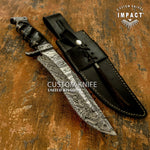 Custom DAMASCUS BOWIE knife, buy uk knife, uk knife seller, uk knife store, uk knife dealer