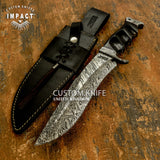 CUSTOM ART DAMASCUS BOWIE KNIFE BY IMPACT CUTLERY