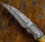 UK Damascus knife Blade, Scalloped Damascus Bolsters, Fileworked Spacers, Buy UK Knife store, Knife shop