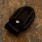 Brown leather pouch with gold stitching UK Knife 