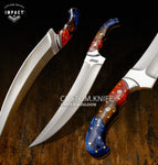 IMPACT CUTLERY UK RARE CUSTOM FULL TANG CURVED DAGGER KNIFE | MOSAIC PINS | RESIN