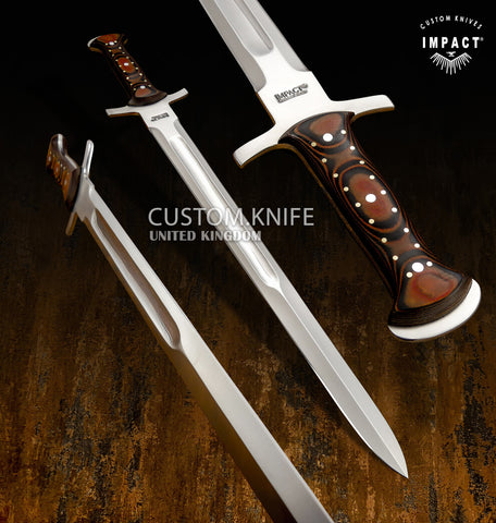 IMPACT CUTLERY RARE CUSTOM FULL TANG SHORT SWORD FULLER DAGGER KNIFE MICARTA