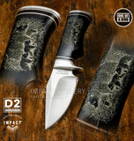 'Northern Matriarch' Custom Skinning Knife, Scrimshaw Engraving, UK Knife