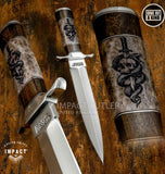 'The Skull & Serpent' UK Custom Dagger Knife Scrimshaw Engraving 