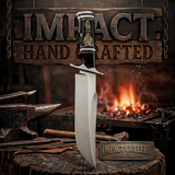 'Wrangler’s Edge' Custom Handmade Art Bowie Knife Engraved Bull Horn, UK Knife store