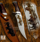 Model # 6661 Impact Cutlery UK Custom Art Bowie Knife Engraved Blade