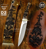 Impact Cutlery UK, Custom Full Tang Knife with Maritime Engraving, Drop Point