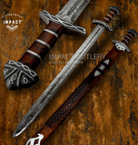 Impact Cutlery UK Norseman Sword Hand-Forged Damascus Viking Medieval, Valhalla