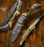 This handcrafted lock back folding knife showcases traditional artistry paired with bold, organic character