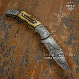 Buy Damascus Lock back folding knife