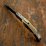 Decorative File Worked Spine, Folding Lockback EDC knife UK