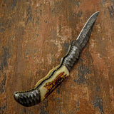 Hammered Forged Damascus Lock Back Folding Knife, UK Knife shop