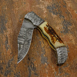 Stagwarden Lock Back Custom Damascus Folding Pocket Knife EDC UK Knife