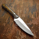 Built around a durable D2 tool steel blade, this knife showcases a striking pinecone resin handle that highlights organic textures and earthy tones.