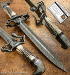IMPACT CUTLERY RARE CUSTOM DAMASCUS DAGGER KNIFE STAG ANTLER