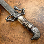 IMPACT CUTLERY RARE CUSTOM DAMASCUS DAGGER KNIFE STAG ANTLER