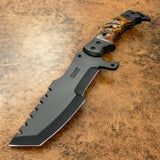 UK custom bushcraft tracker knife, Ram Horn Handle, Black powder coated